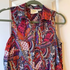 Anthropologie  Maeve sleeveless top, button front with pleats & pockets, XS, EUC